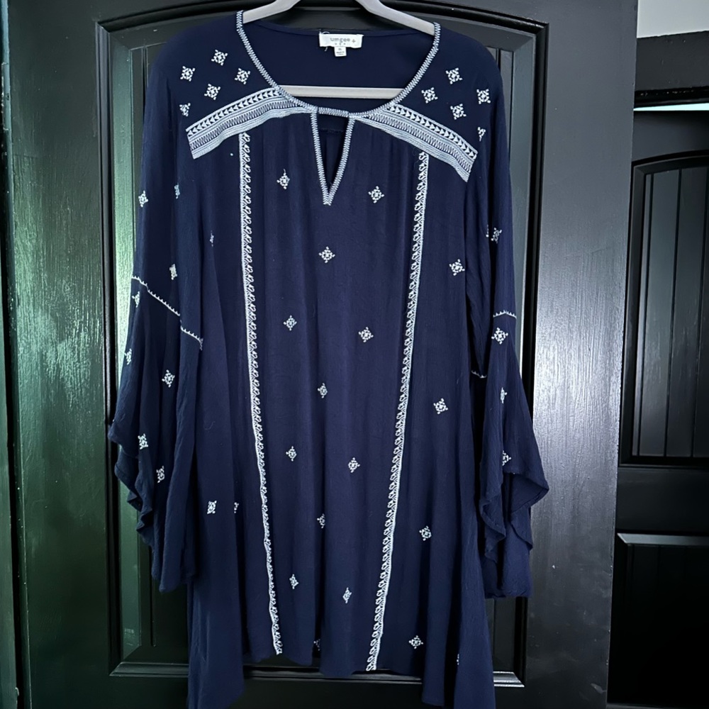 Umgee Tunic Dress Blue & White XL